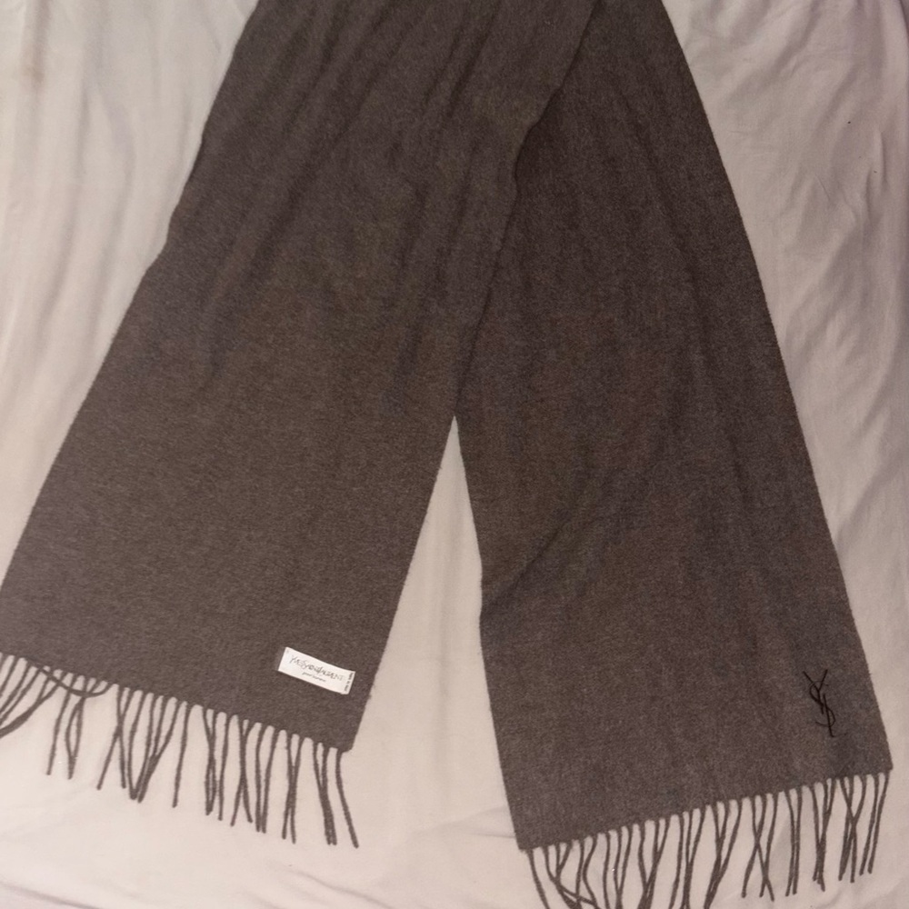 Gray Fringed Scarf